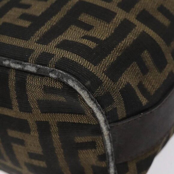 FENDI Zucca Canvas Hand Pouch BagBlack Brown Silver Auth ar13639 - Picture 5 of 16